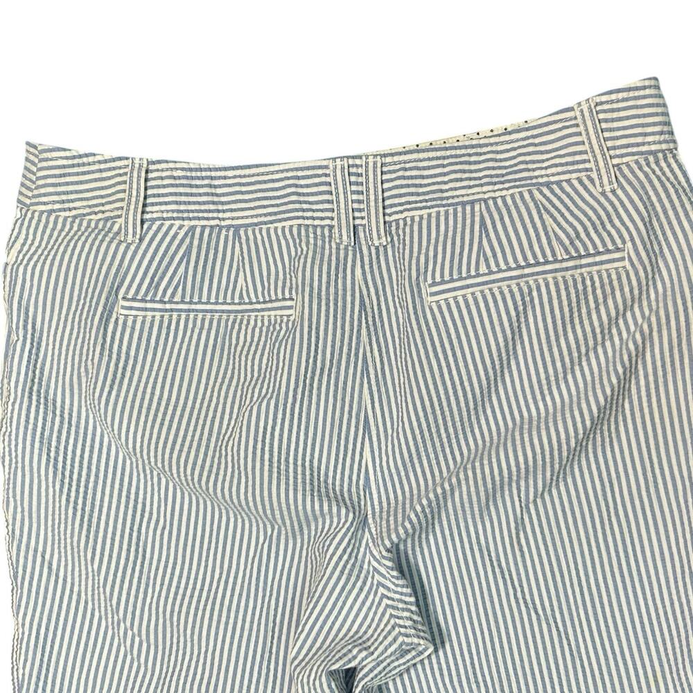 Talbots Blue White Striped Seersucker Nautical The Perfect Crop Cropped Pants 12 - Picture 3 of 11
